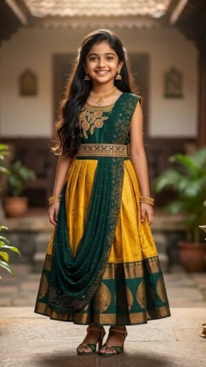 Kids Ready-to-Wear Saree Style Lehenga Set