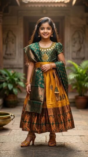 Kids Festive Frock Style Lehenga Set