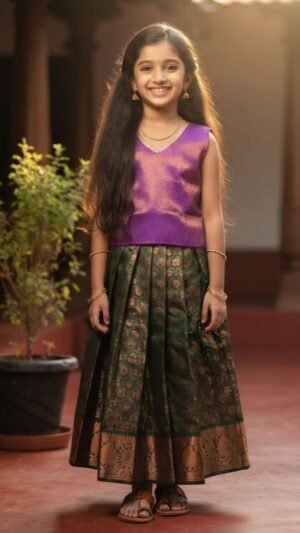 Girls' Premium Banarasi Tissue Pattu Pavada