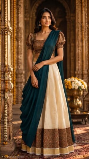 Traditional Tissue Davani Set with Blouse Piece